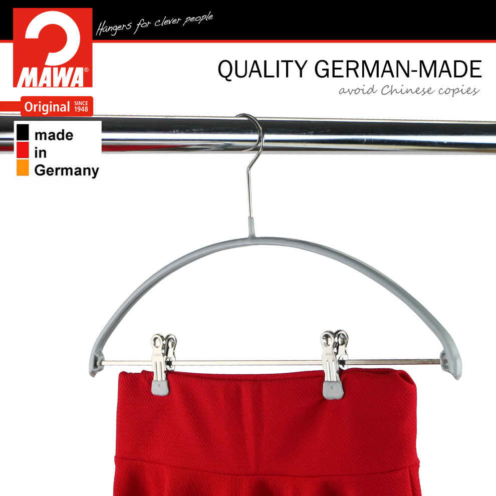 Euro Pants Bar 2 Clips Hangers, Set of 5, Silver