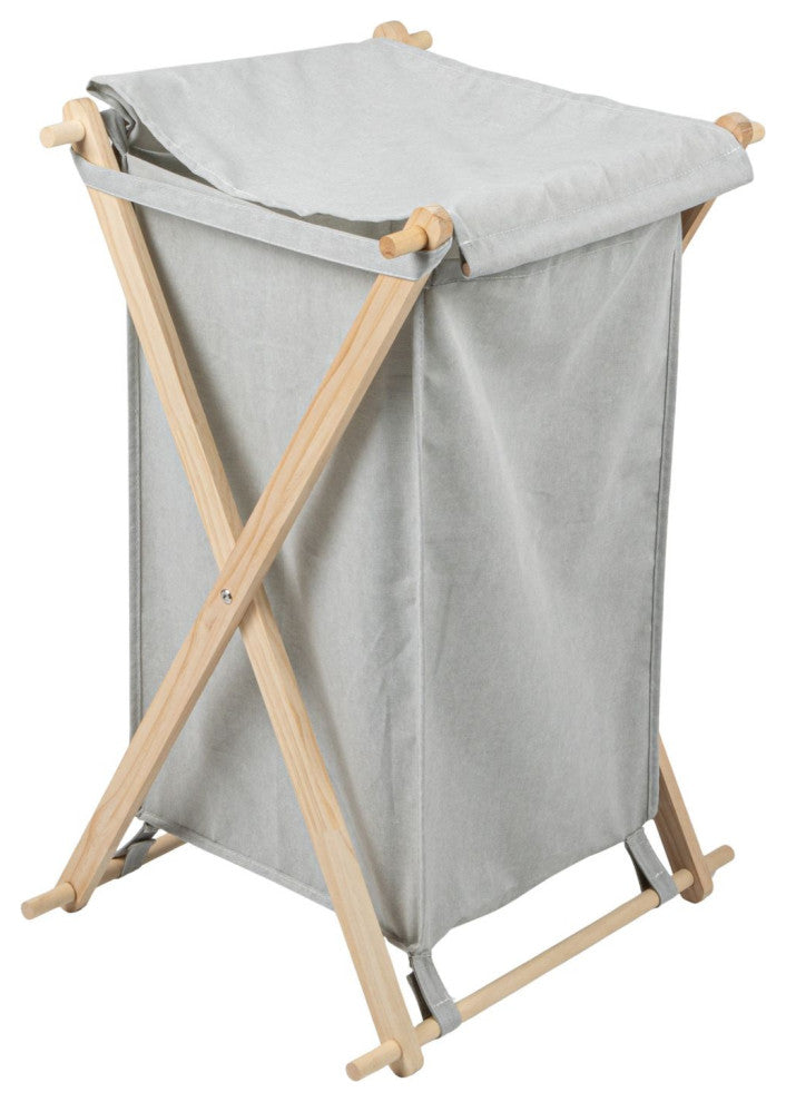 X-Frame Wood Laundry Hamper, Single