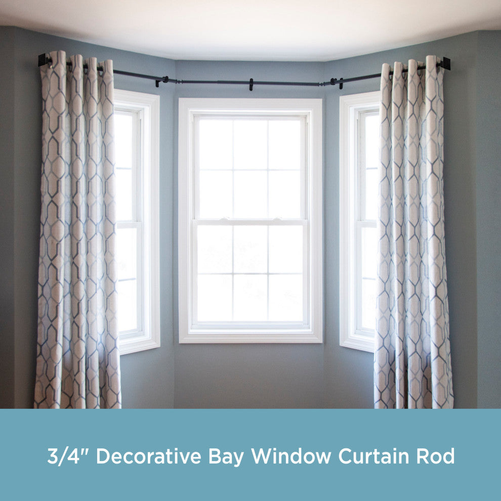 KenneyÂ® Mission 3/4" Decorative Bay Window Curtain Rod, Black