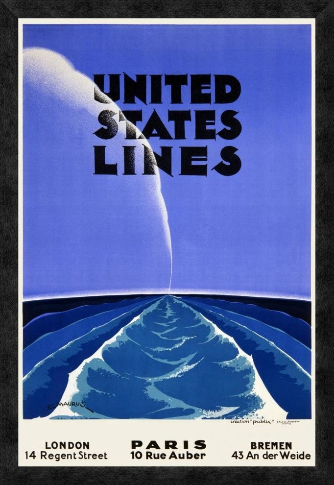 "United States Lines" Framed Canvas Giclee by Edmond Maurus, 22"x32"