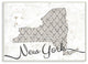 Stupell Industries New York Patterned Grey US State Design, 13 x 19