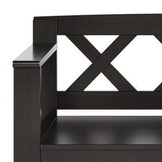 Amherst Solid Wood Small Entryway Storage Bench, Hickory Brown