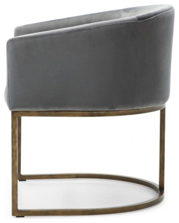 Modrest Elisa Modern Gray Velvet and Brass Dining Chair