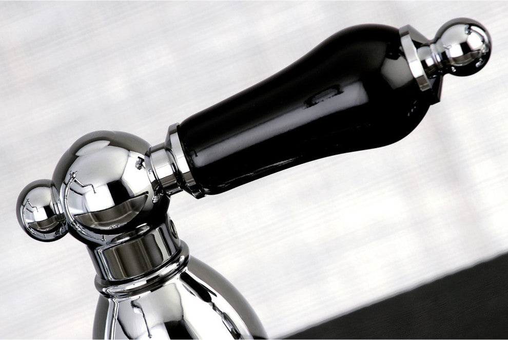 Kingston Brass Widespread Kitchen Faucet With Brass Sprayer, Polished Chrome