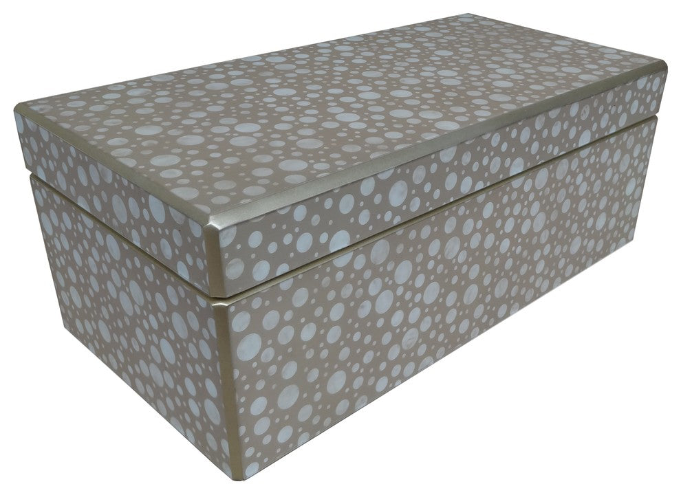 Reverse Painted Mirror Box in Sand Dots, Large
