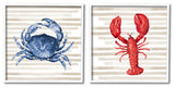 Nautical Blue Crab and Red Lobster,24 x 24