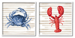 Nautical Blue Crab and Red Lobster,24 x 24
