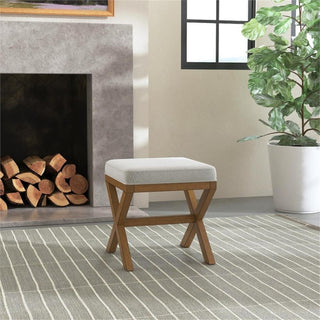 Pemberly Row Modern Backless Wood Vanity Stool Dark Driftwood Gray