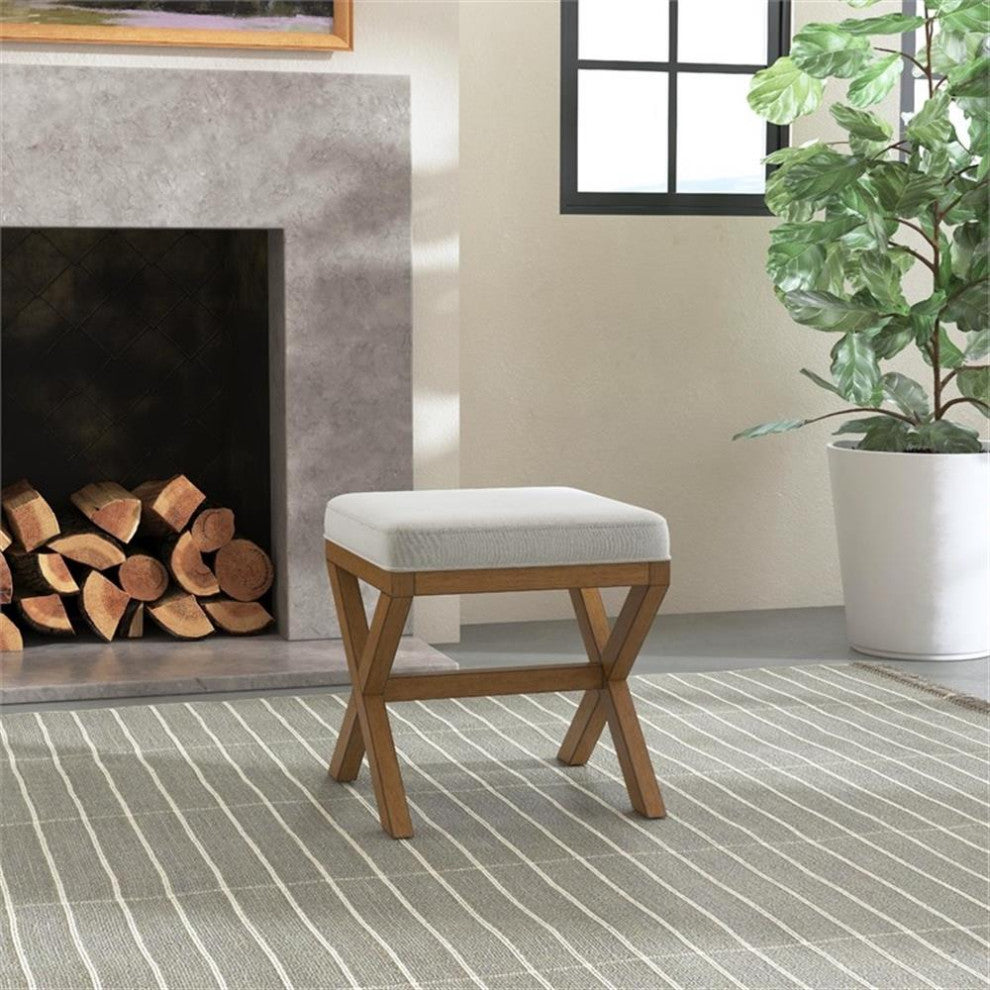 Pemberly Row Modern Backless Wood Vanity Stool Dark Driftwood Gray