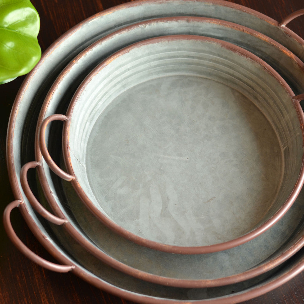3-Piece Galvanized Trays, 18", 15" and 12"