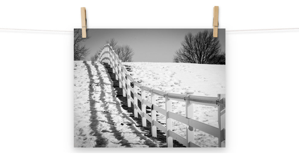 Endless Fences Black and White Landscape Photo Unframed Wall Art Print, 11" X 14"