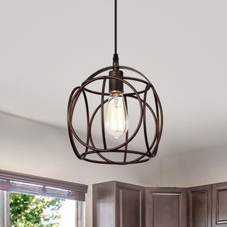 CHLOE Lighting IRONCLAD Industrial 1-Light Oil Rubbed Bronze Mini Pendant