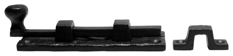 Black Slide Bolt Door Latch 4" L Wrought Iron Sliding Bolts with Catch Pack of 2