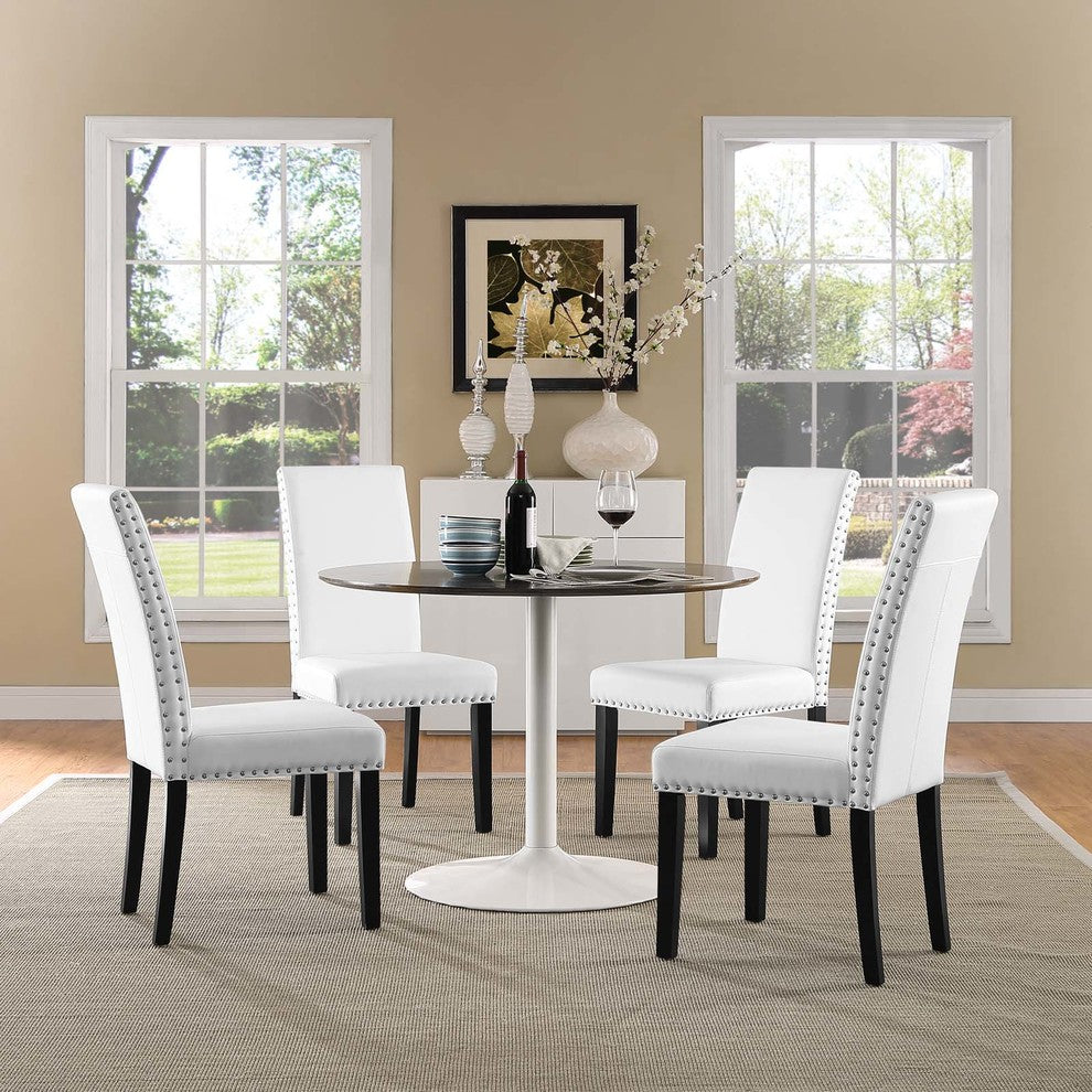 Parcel Dining Side Chair Vinyl Set of 4, White