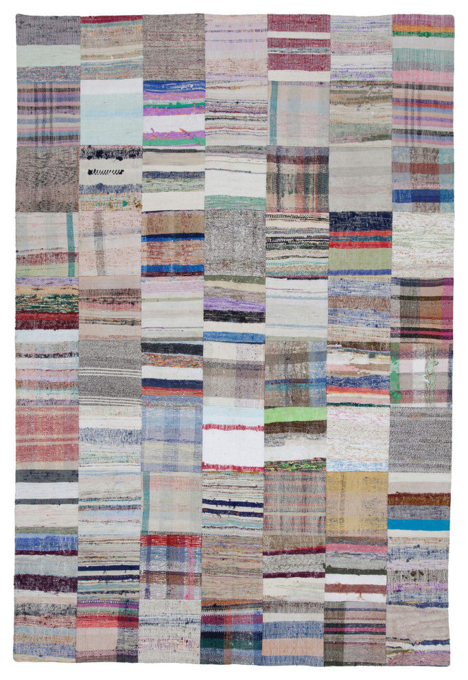 Rug N Carpet - Handmade Turkish 6' 7'' x 9' 9'' Rustic Patchwork Kilim Rug