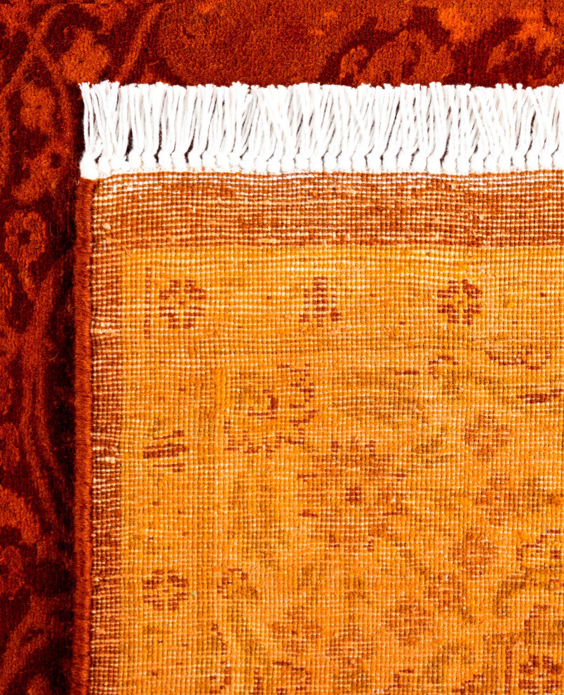 Overdyed One-of-a-Kind Hand-Knotted Area Rug Orange, 3' 2" x 4' 10"