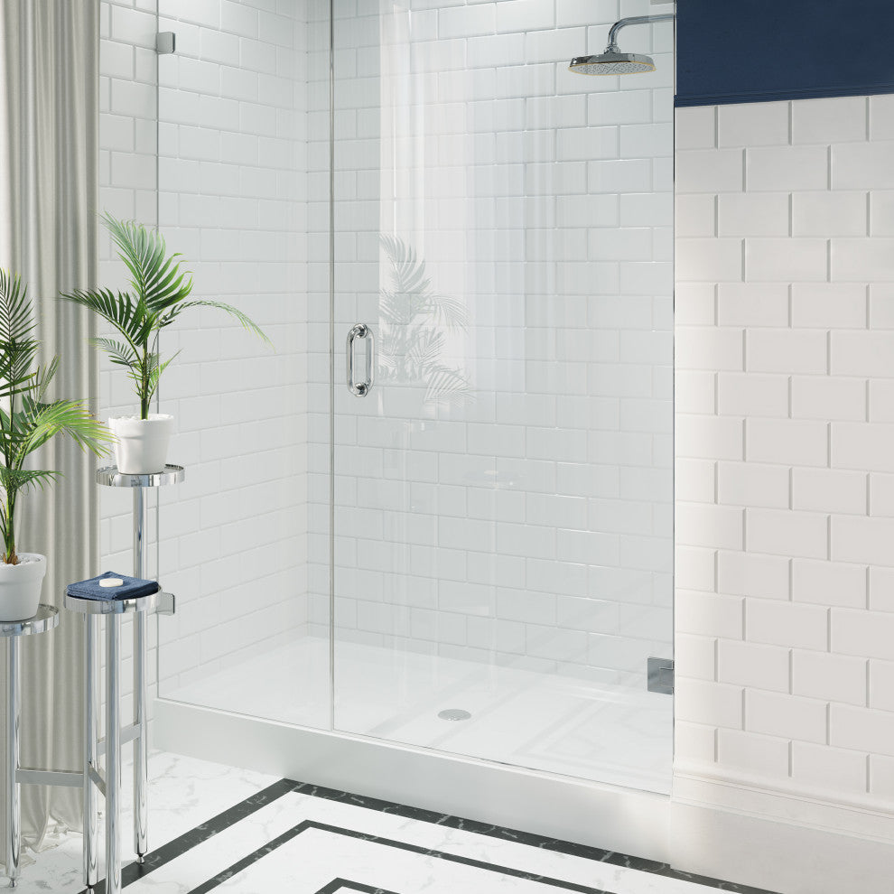 Voltaire 60"x32" Acrylic White, Single-Threshold, Center Drain, Shower Base