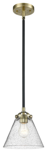 Large Cone 1-Light Mini Pendant, Black Antique Brass, Seedy