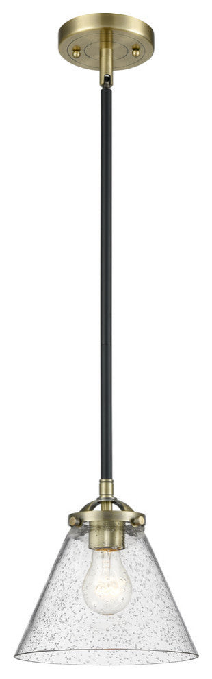 Large Cone 1-Light Mini Pendant, Black Antique Brass, Seedy