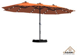 15ft  patio double-sided umbrella with crank and base, Orange