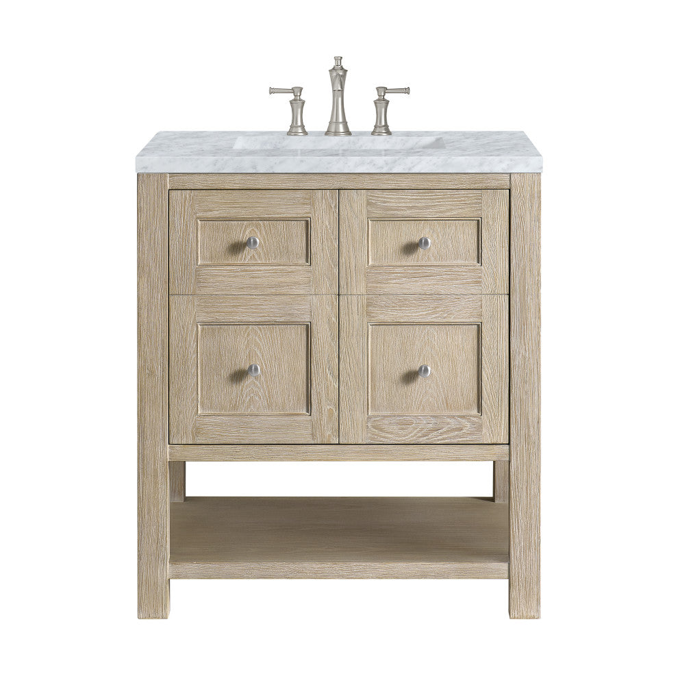 Breckenridge 30" Single Vanity, Oak, 3 CM Carrara White Marble Top