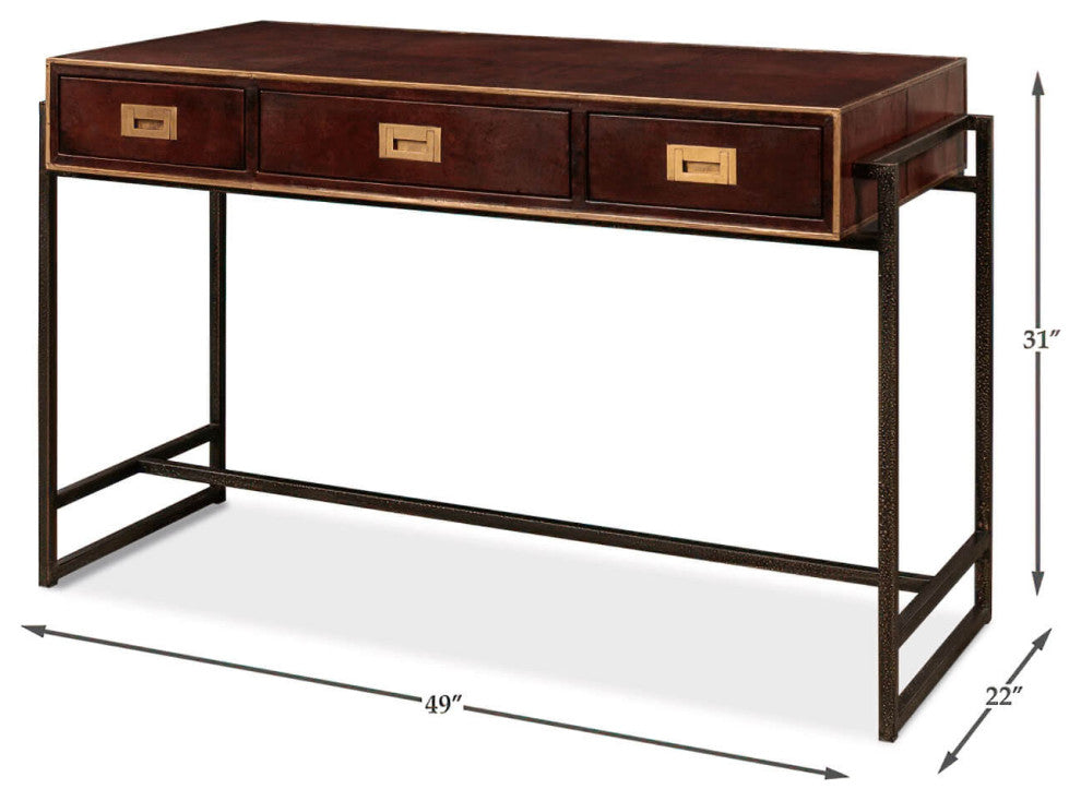 Modern Industrial Leather Desk