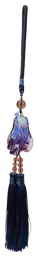 Crystal Glass Fengshui Fortune Purple Pixiu Fruit Pendant Decor Tassel, Hws2195
