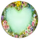 Vintage Flowers With Heart Shape, Floral Round Wall Art, 11"