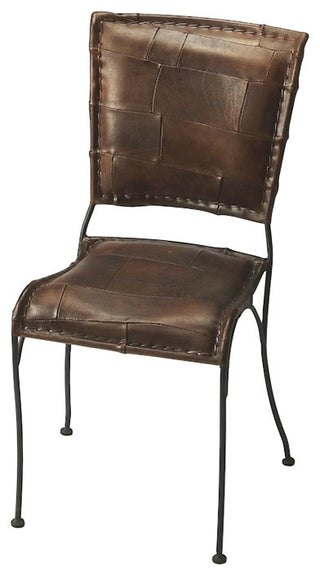 Butler Maverick Iron and Leather Side Chair, Dark Brown