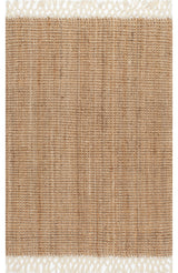 Nuloom Fringe Handwoven Jute Area Rug, Natural 6'x9'