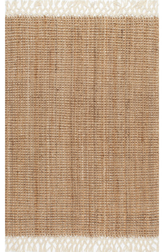 Nuloom Fringe Handwoven Jute Area Rug, Natural 6'x9'