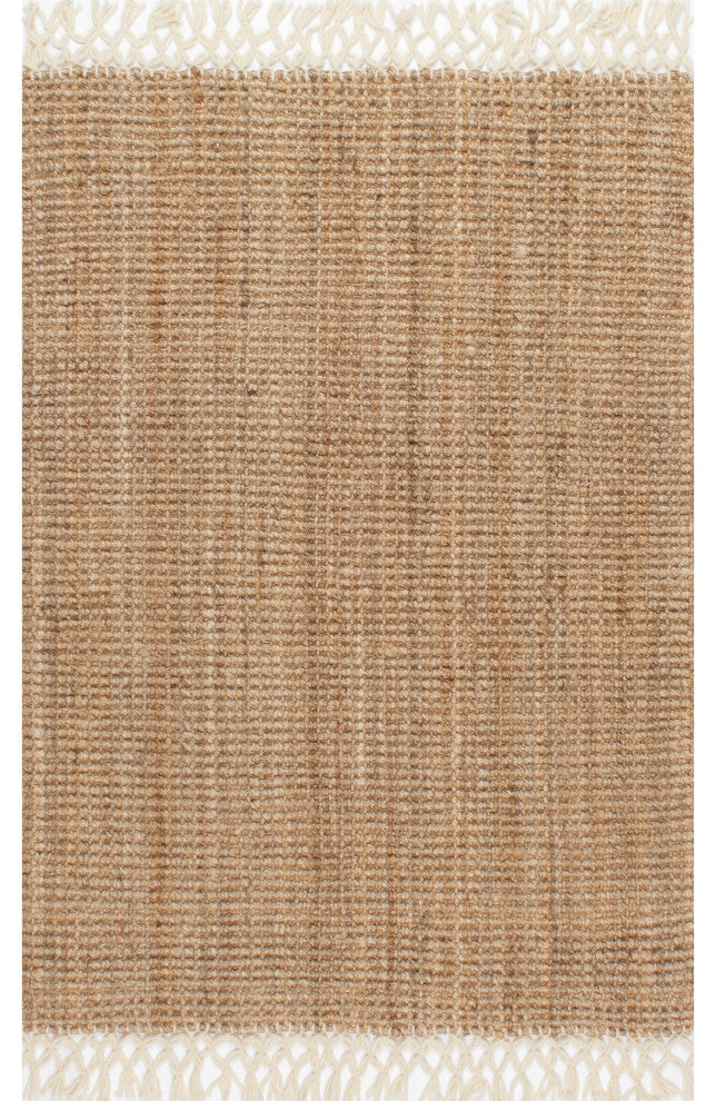 Nuloom Fringe Handwoven Jute Area Rug, Natural 6'x9'