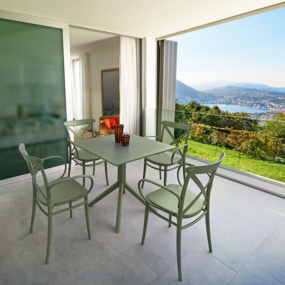 Cross XL Patio Dining Set With 4 Chairs Olive Green