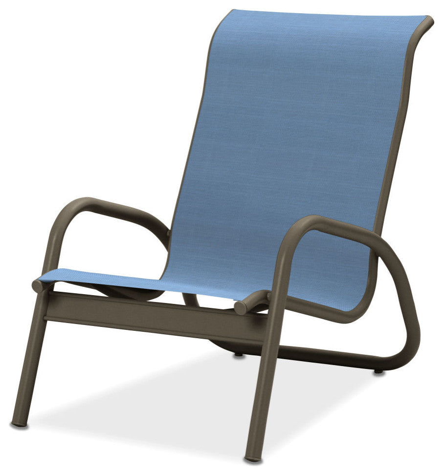 Gardenella Sling Stacking Poolside Chair, Textured Beachwood, Sky