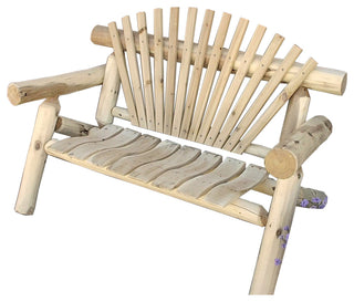 Rustic White Cedar Log Park Bench, 5 Foot