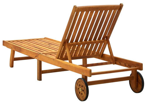 vidaXL Sun Lounger Outdoor Chaise Lounge Chair with Cushion Solid Wood Acacia