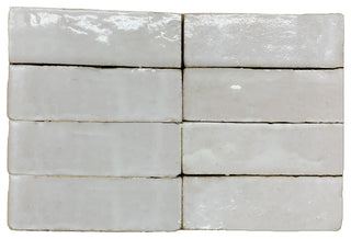 Moroccan Handmade 2x6 Solid Color Zellige Tile, Off-White, Piece