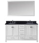 Virtu Caroline Avenue 60" Double Bathroom Vanity, White, Mirror