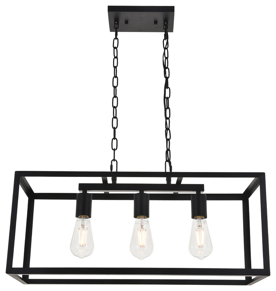 Black Finish 3-Light Pendant