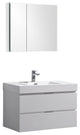 Valencia 36" Glossy White Wall Hung Vanity Set, Cabinet, Faucet, FFT9161CH