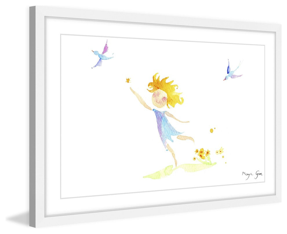 Marmont Hill, "Girl with Birds" by Maya Gur Framed Painting Print, 24x16