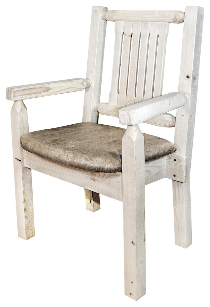 Captain''s Chair, Ready to Finish With Upholstered Seat, Buckskin Pattern