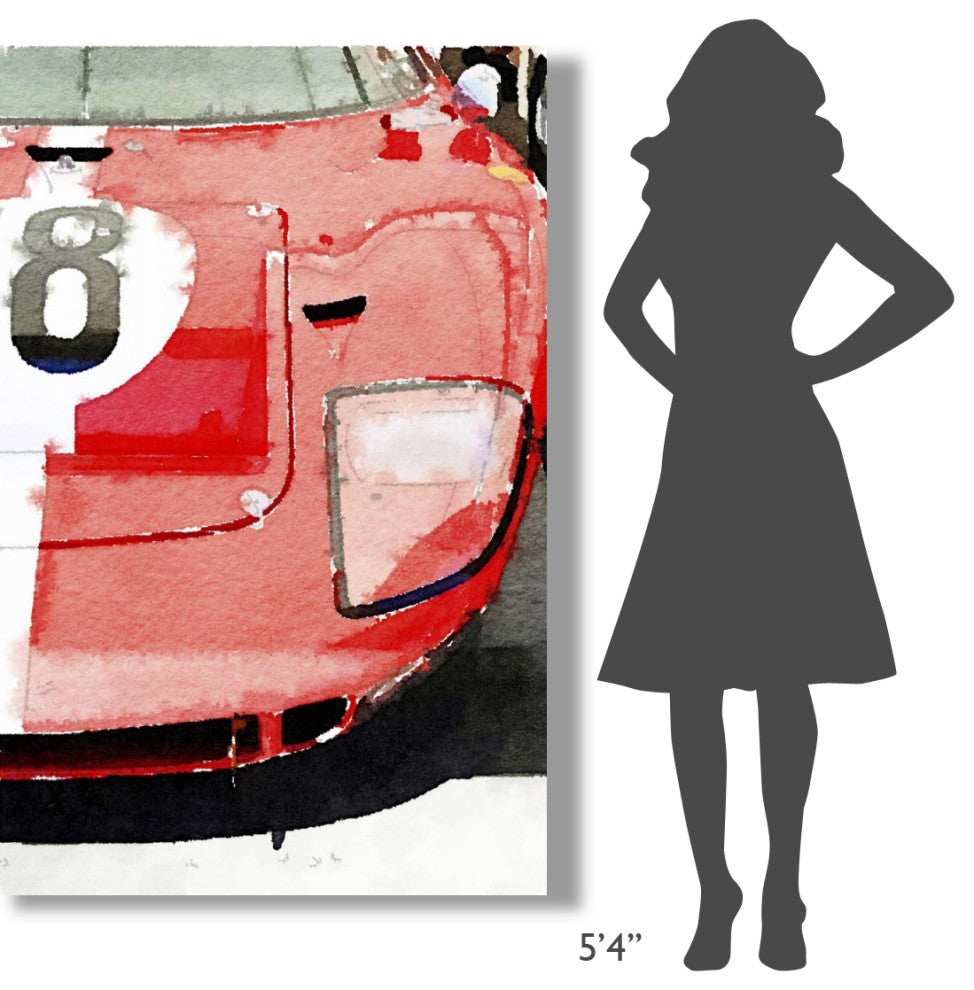 "1964 Ford GT40 Front Detail Watercolor" Fine Art Print
