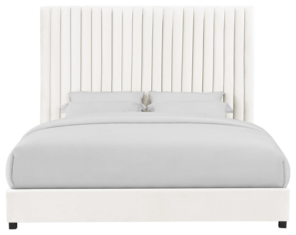 Arabelle White Velvet Bed in Queen