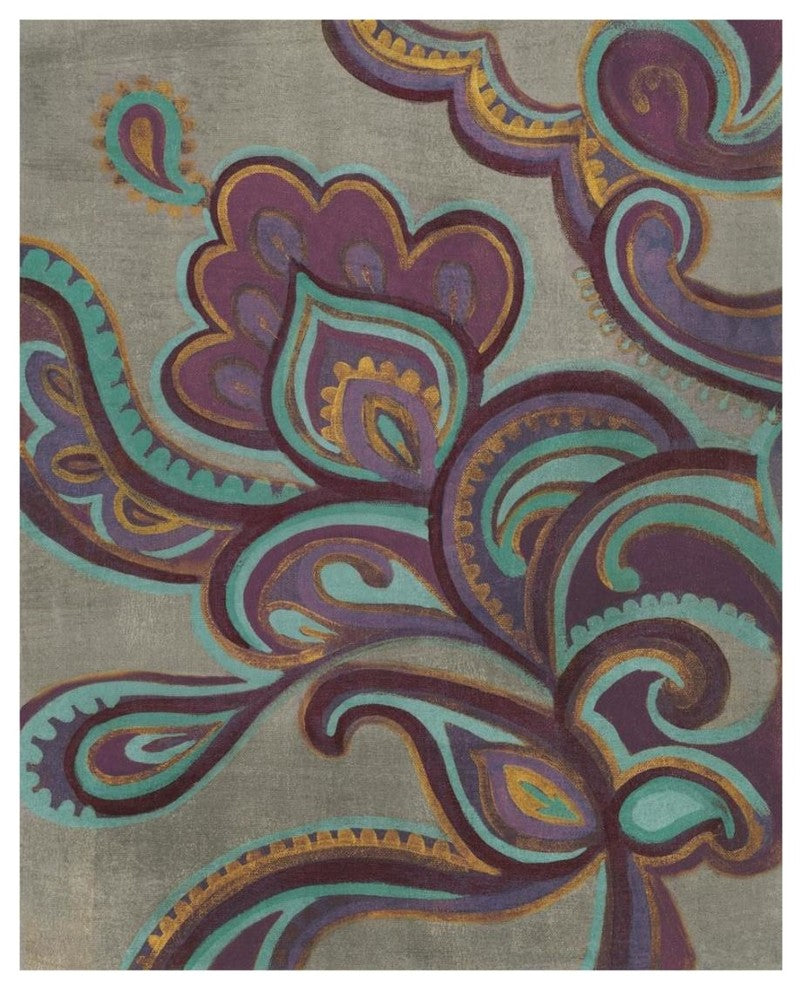 "Bohemian Paisley I Aubergine" Digital Paper Print by Silvia Vassileva, 18"x22"