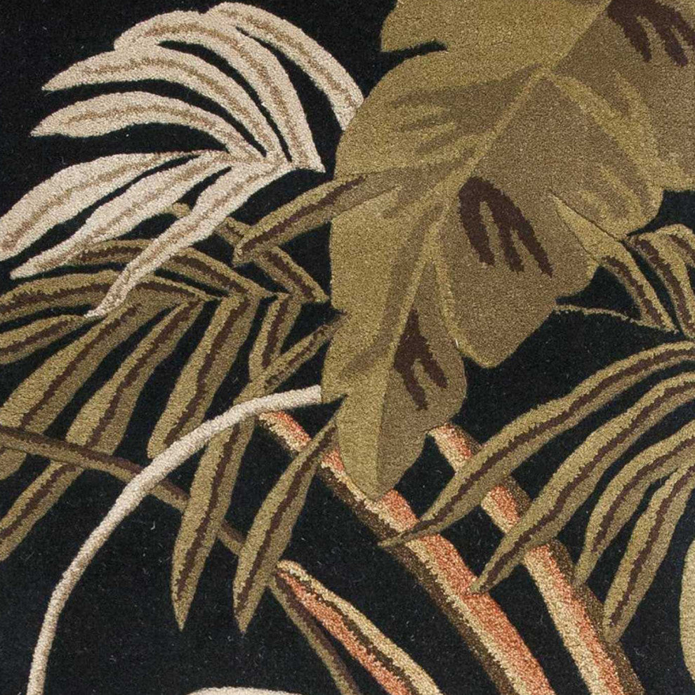 HomeRoots 2' x 8' Midnight Leaves Wool Runner Rug