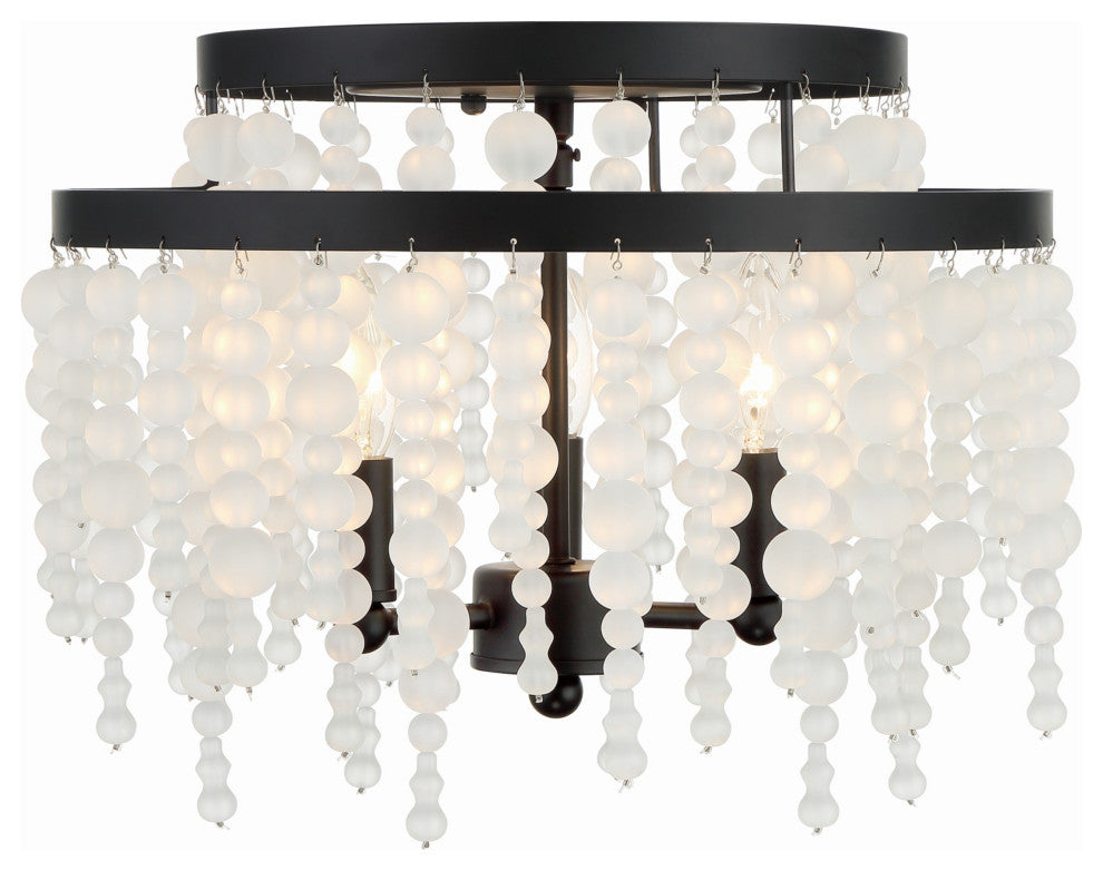 Crystorama Lighting Group POP-A5073-FR Poppy 3 Light 15"W Flush - Matte Black