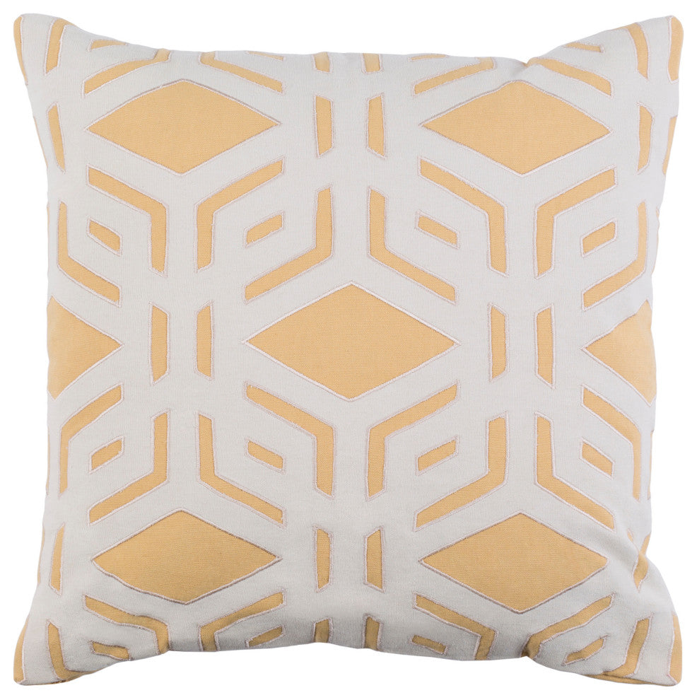 Surya Millbrook MBK-003 18"x18" Pillow Kit, Mustard/Ivory/Beige