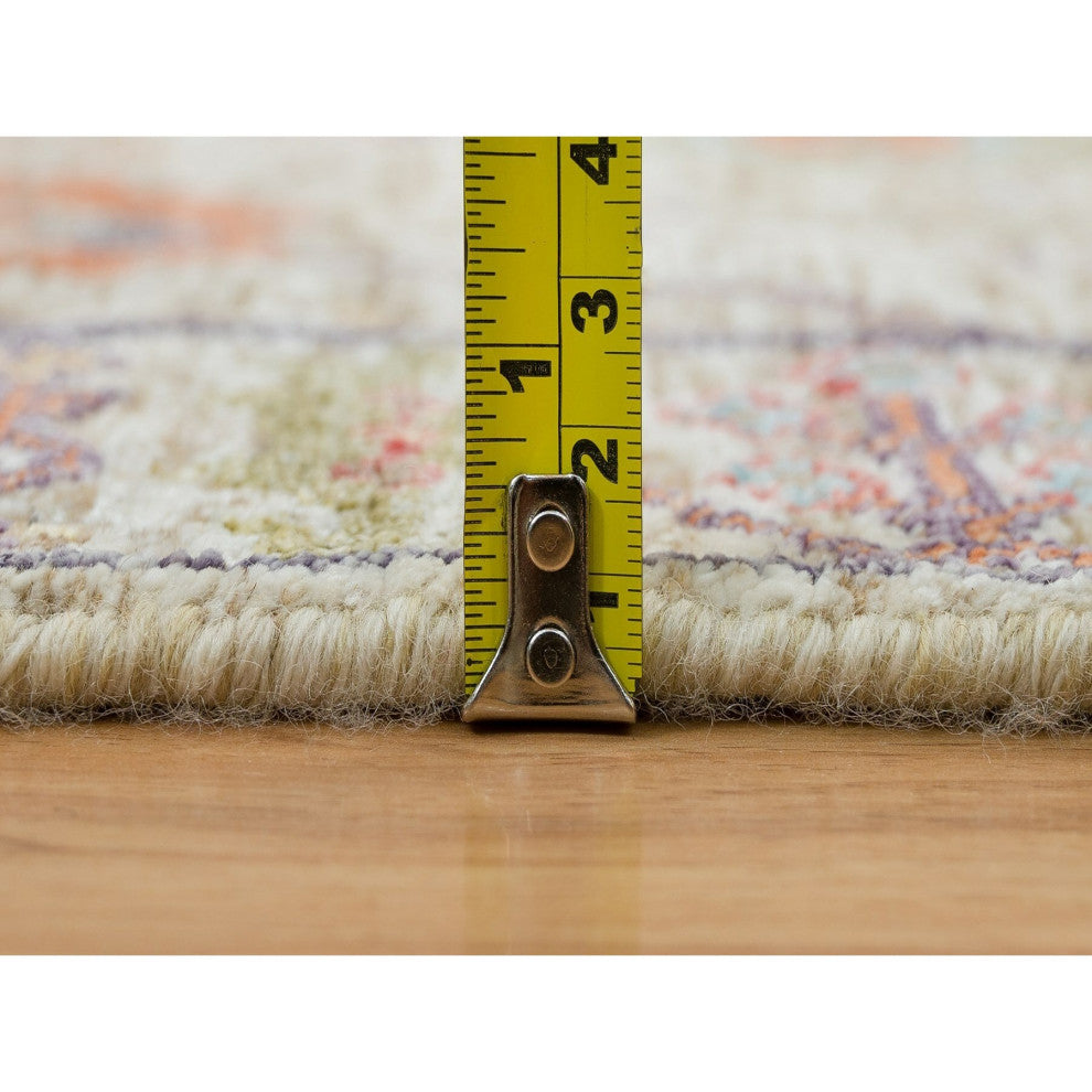 Taupe, Directional Vase Design, Silk/Wool, Hand Knotted Mat Rug, 2'2"x3'1"