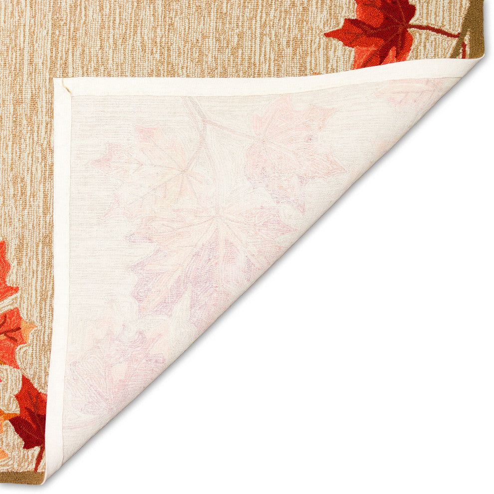 Ravella Falling Leaves Border Indoor/Outdoor Rug Natural 5'x7'6"